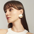 Mode Persönlichkeit trendige weibliche Geschäft Ohrringe, wilde geometrische Elemente Spiegel rund Ohrringe